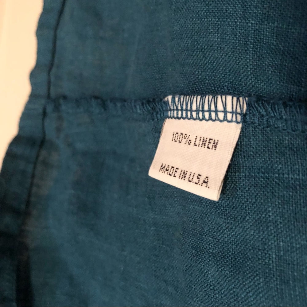 Bryn Walker Linen Tunic Top Turquoise Teal Lagenlook - Picture 6 of 6